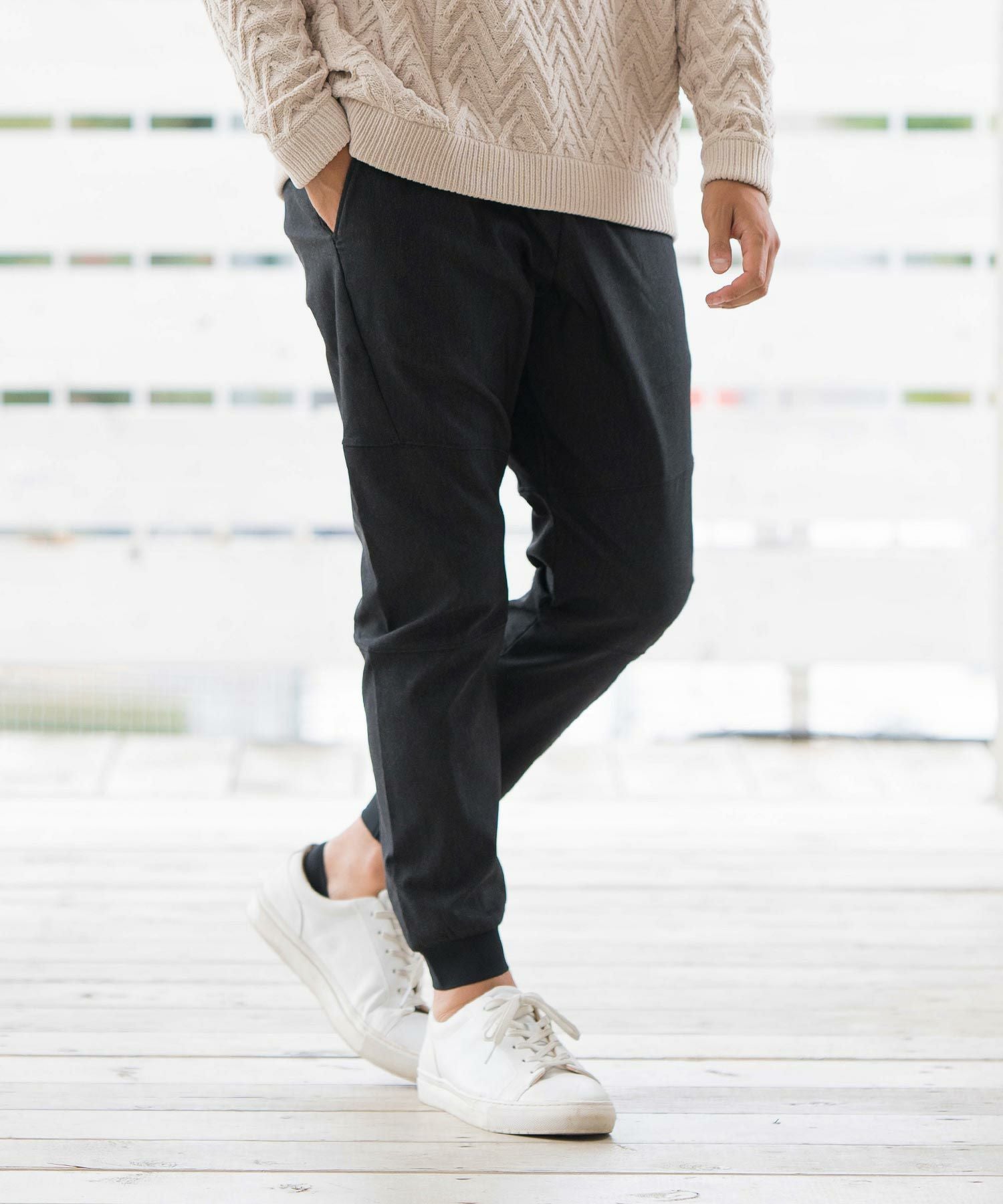 ストレッチデニム/ジョガーパンツ(裏起毛)