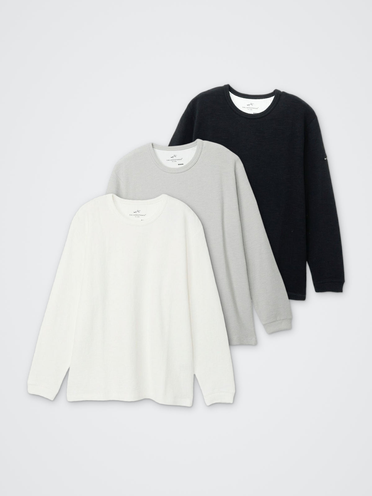メランジ/クルーネック長袖Tシャツ カラー展開(BLACK・GRAY・WHITE)