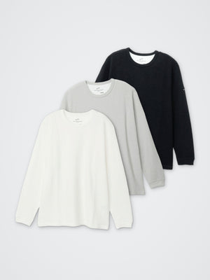 メランジ/クルーネック長袖Tシャツ カラー展開(BLACK・GRAY・WHITE)