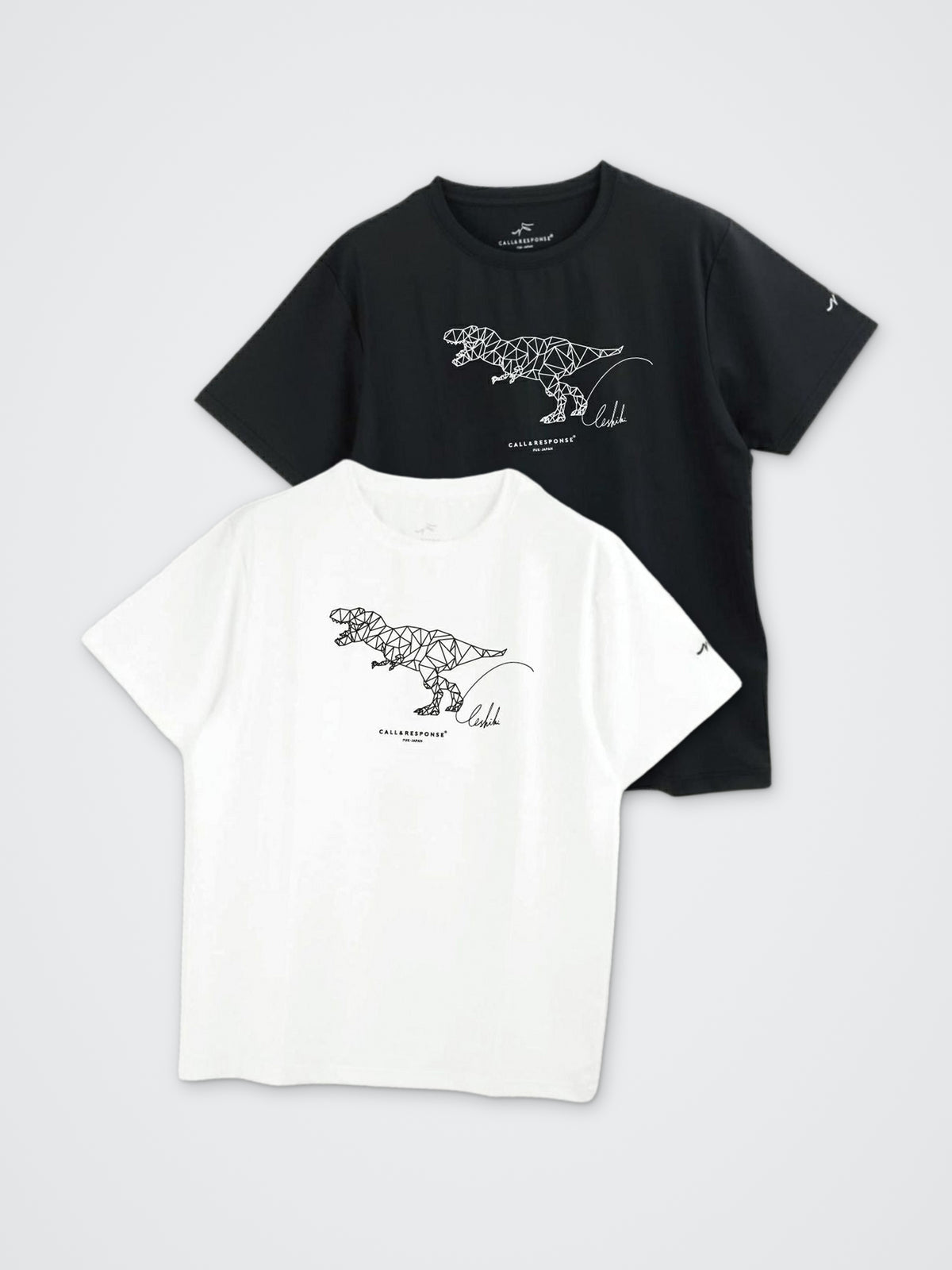プリント半袖Tシャツ(ティラノサウルス/ジオメトリック) カラー展開(BLACK・WHITE)