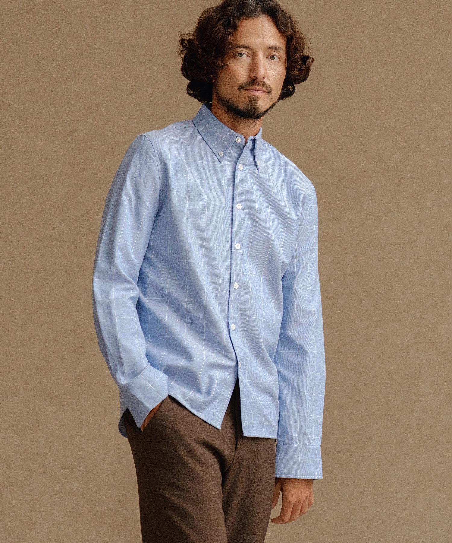 ボタンダウン長袖シャツ(裏起毛)