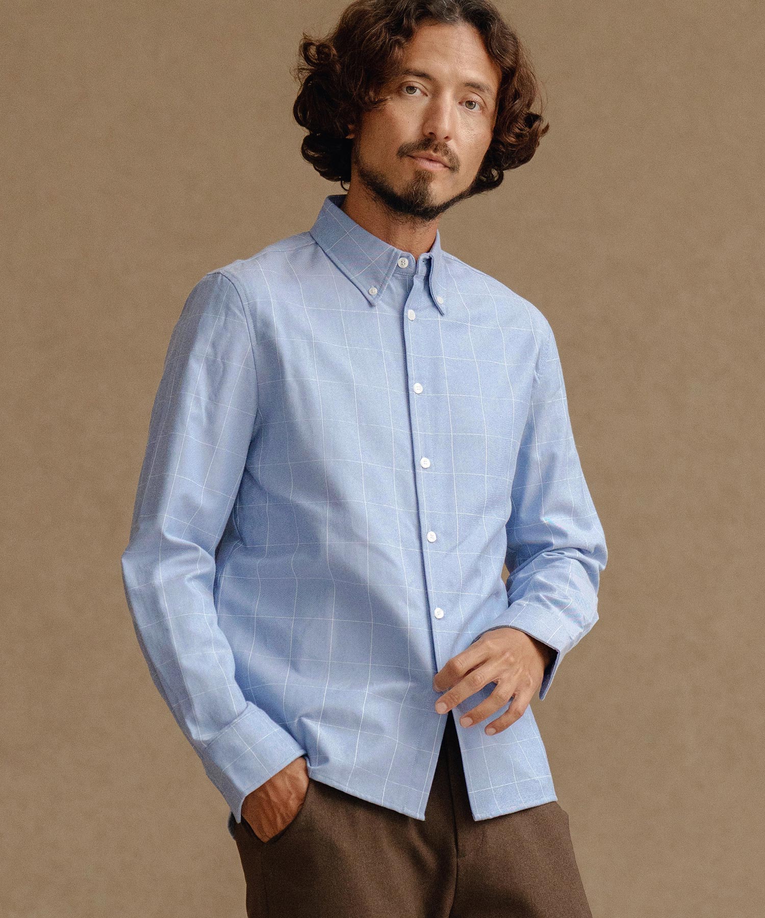 ボタンダウン長袖シャツ(裏起毛)