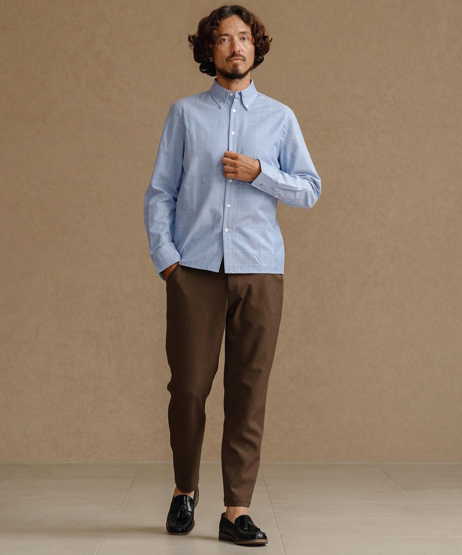 ボタンダウン長袖シャツ(裏起毛)