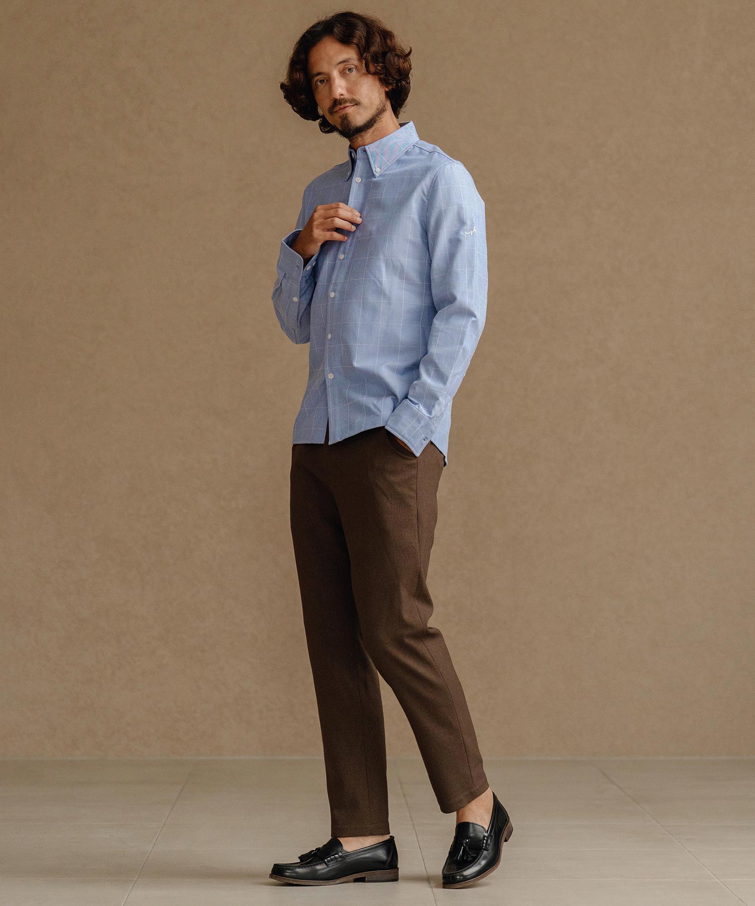 ボタンダウン長袖シャツ(裏起毛)