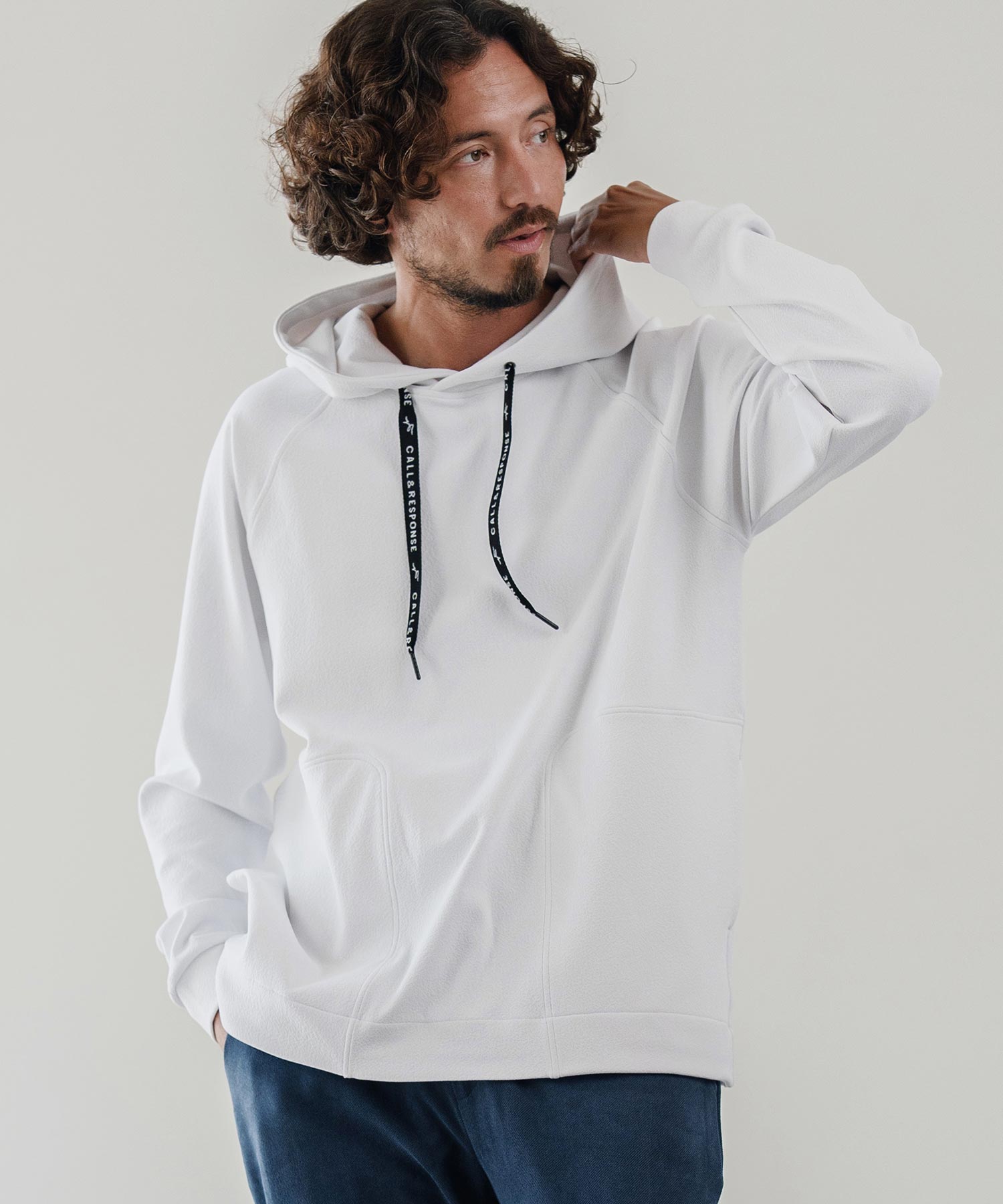 3Dジャガード/長袖プルパーカー