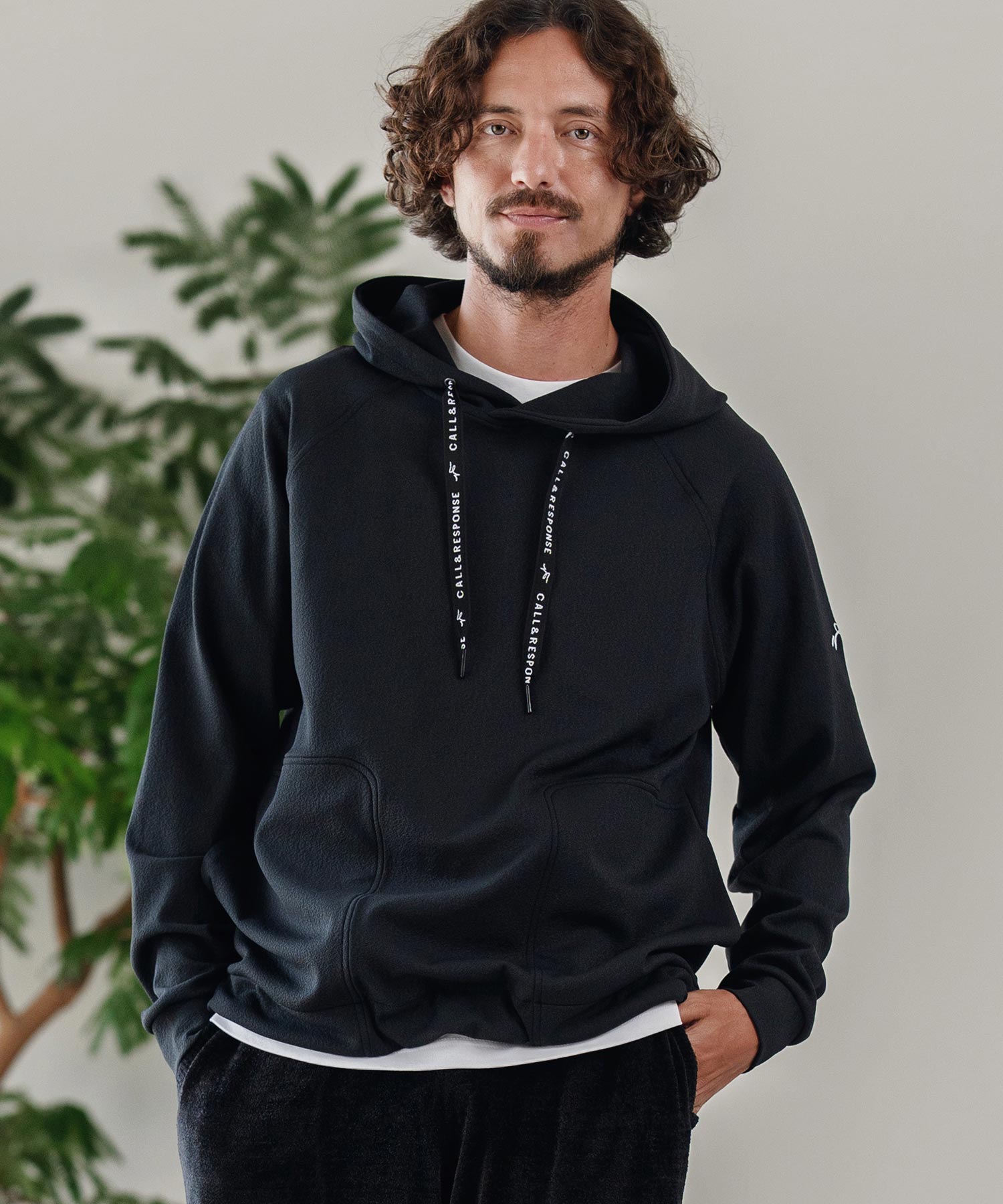 3Dジャガード/長袖プルパーカー