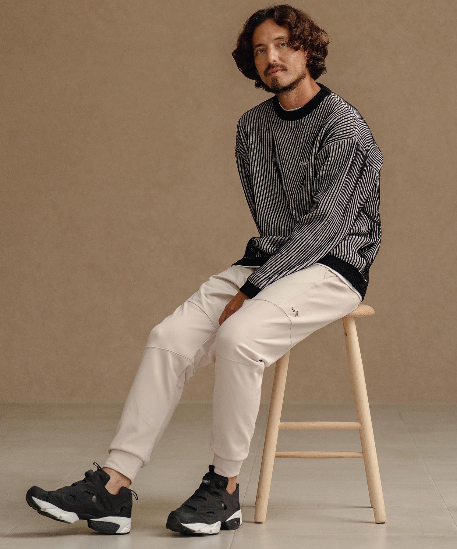 サイセンタク/ストライプ畦編みニットプルオーバー