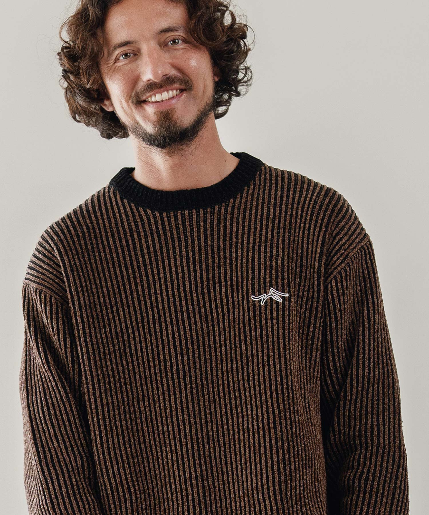 サイセンタク/ストライプ畦編みニットプルオーバー