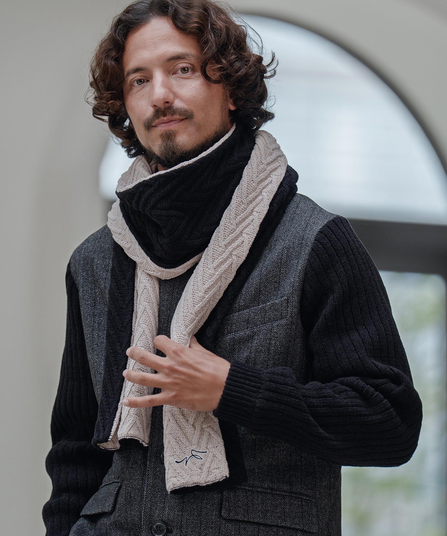 サイセンタク/ニットマフラー(ヘリンボーン)