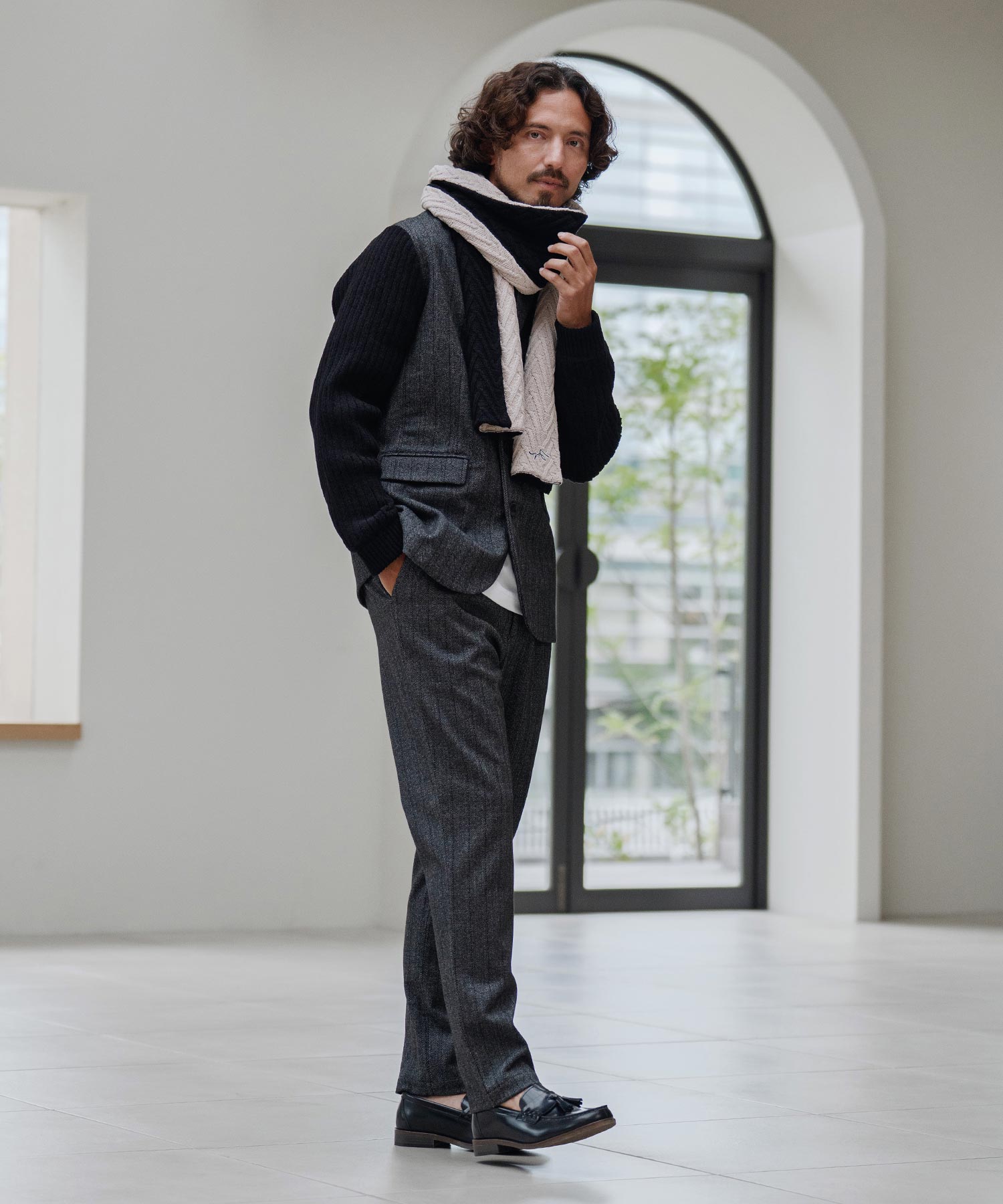 サイセンタク/ニットマフラー(ヘリンボーン)