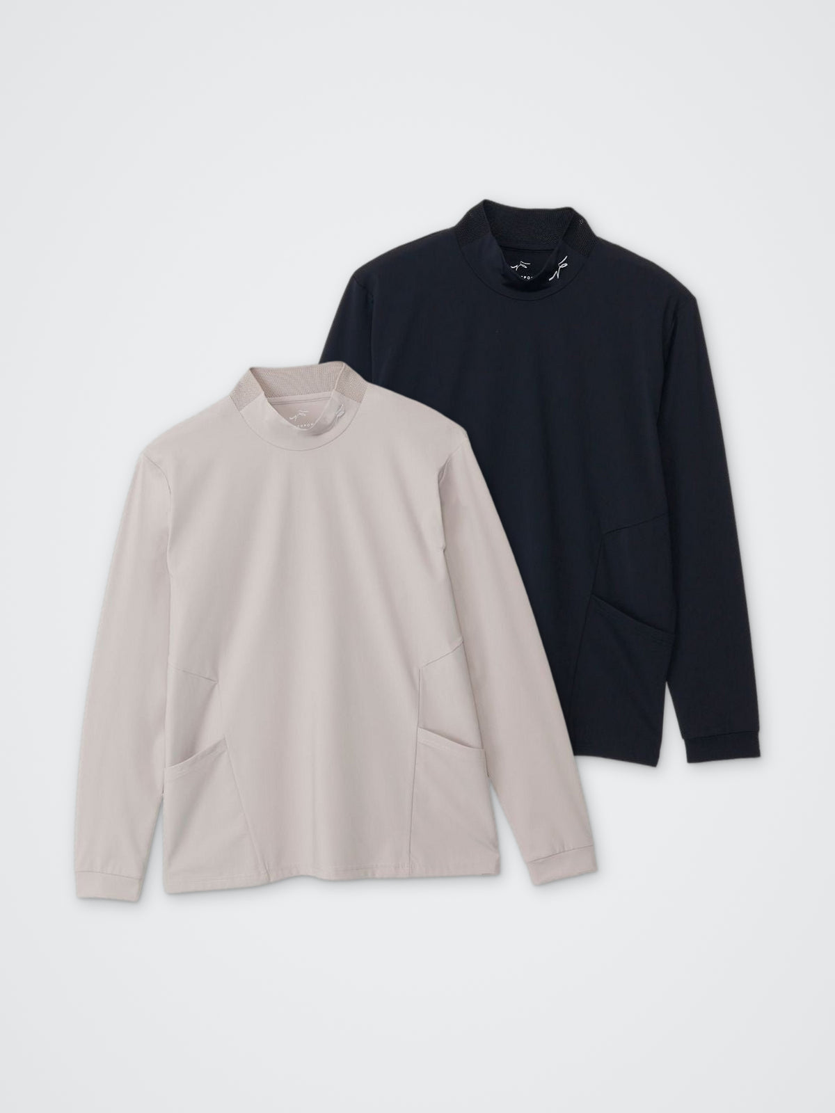 ハイストレッチモックネック長袖プルオーバー カラー展開(BLACK・BEIGE)