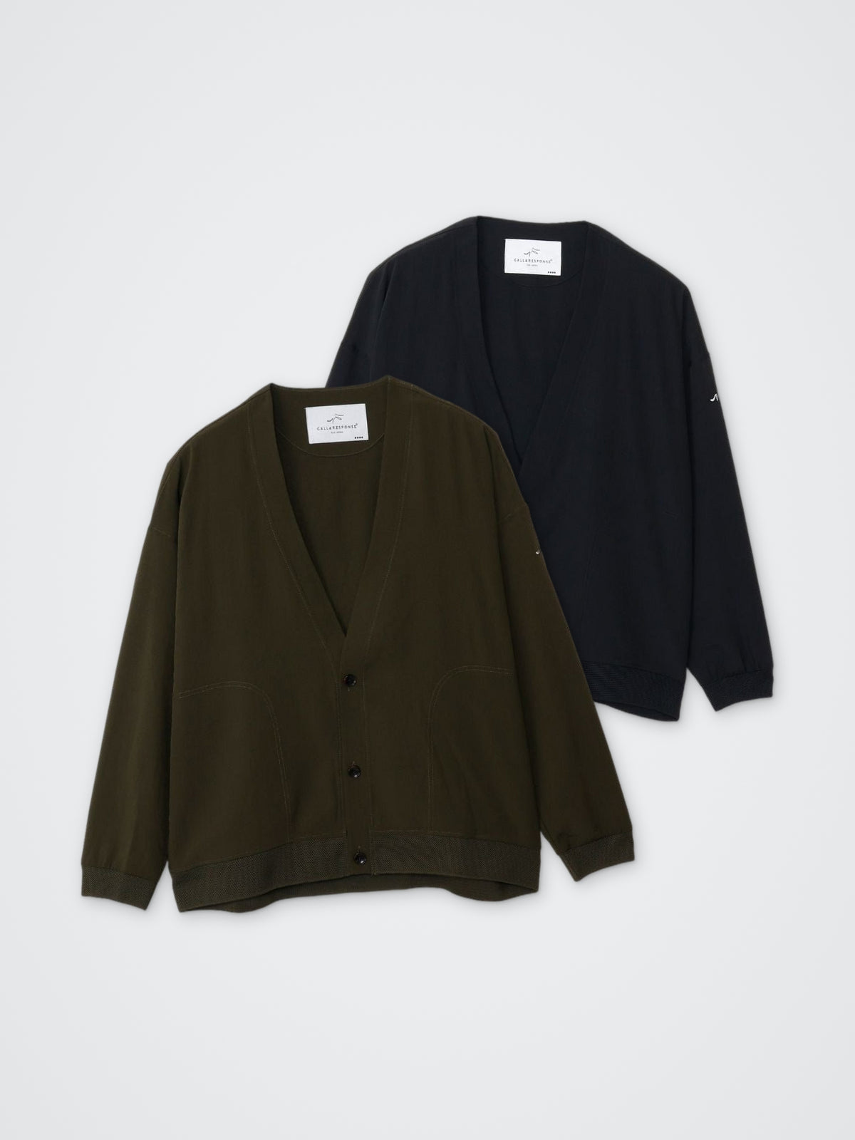 麻ライクタックカーディガン カラー展開(BLACK・KHAKI)
