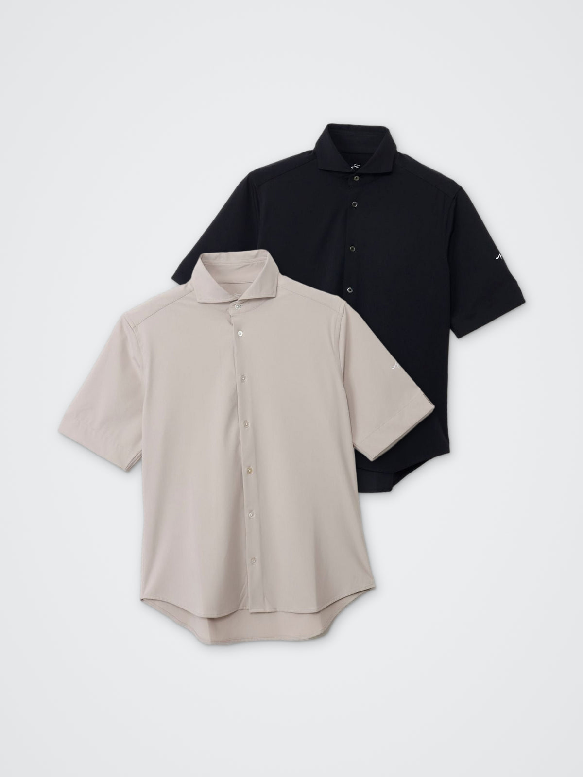 ハイストレッチホリゾンタルカラー半袖シャツ カラー展開(BLACK・BEIGE)