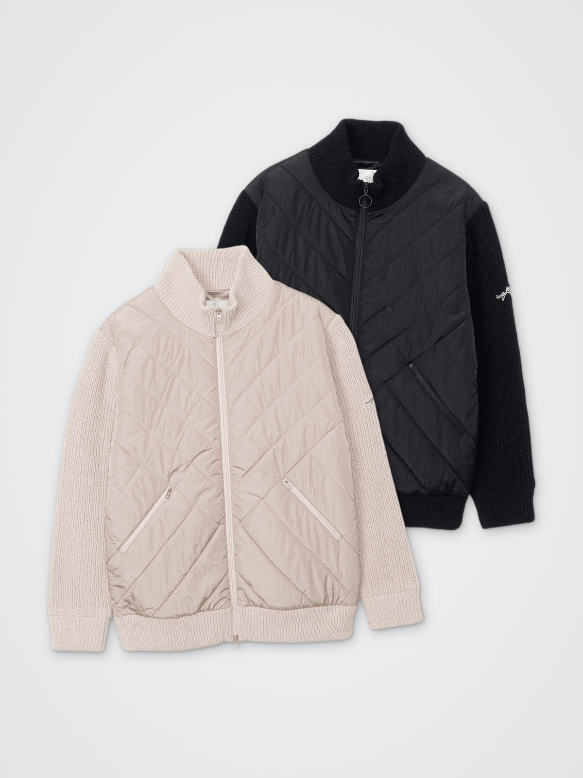 中綿ニットコンビブルゾン カラー展開(BLACK・BEIGE)
