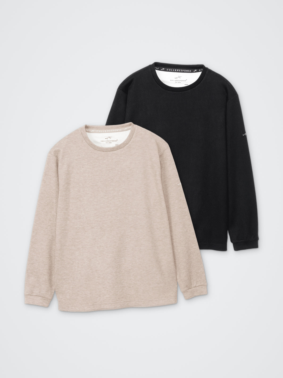 マイクロケーブルニットソー長袖プルオーバー カラー展開(BLACK・GREIGE)