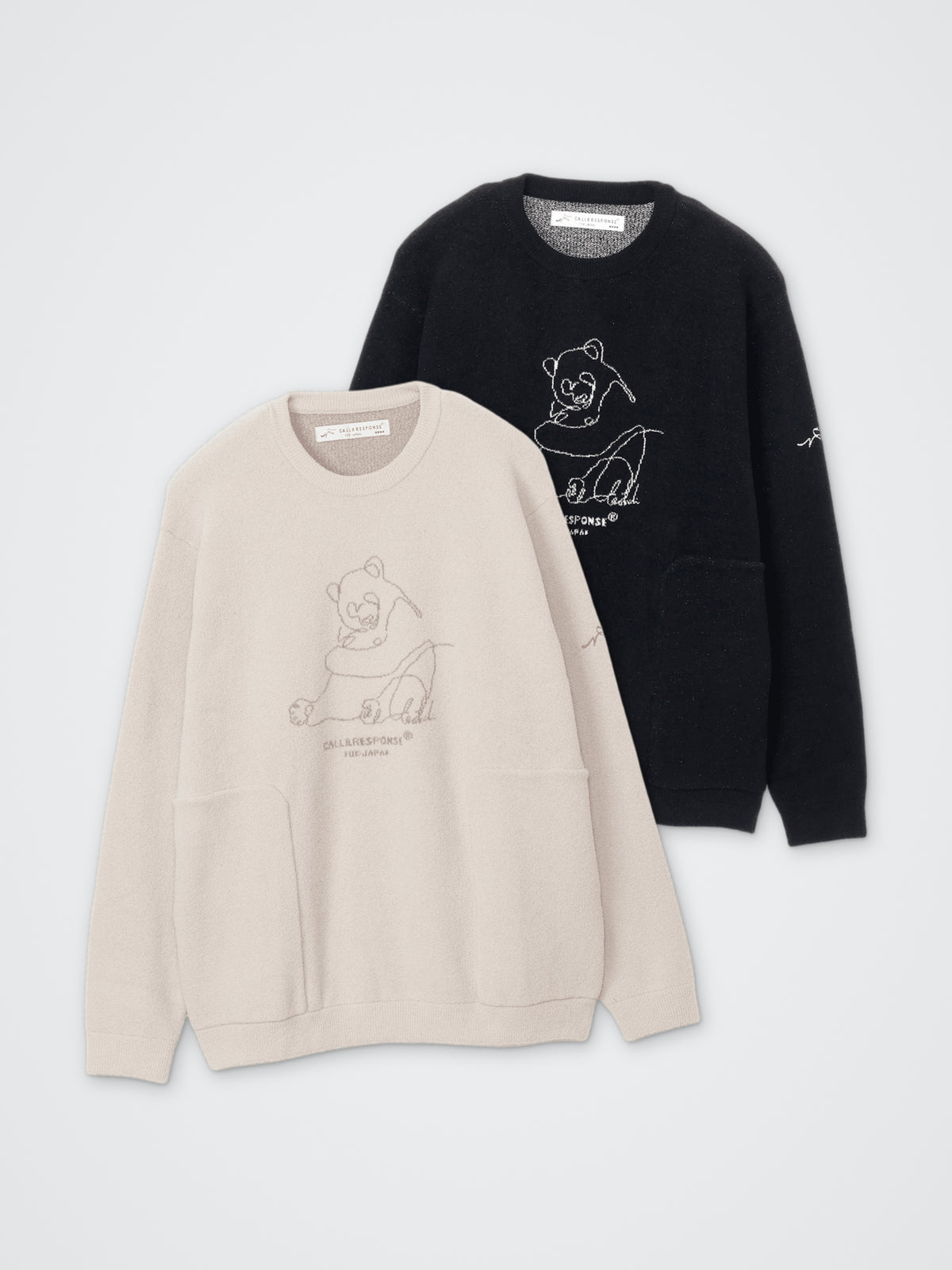 SAISENTAKU/ジャカードニットプルオーバー(パンダ) カラー展開(BLACK・GREIGE)
