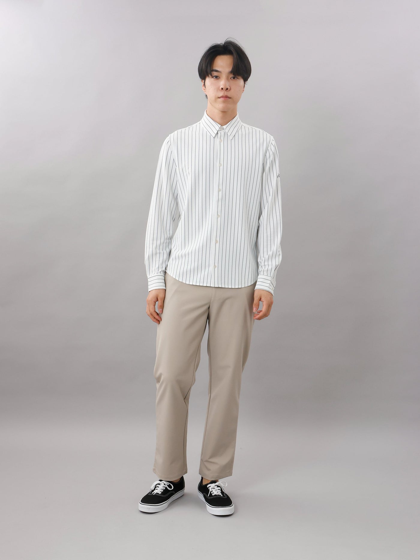 ストレッチストライプ/長袖シャツ