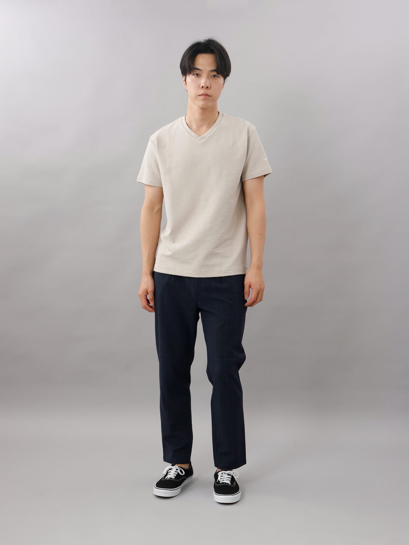 メランジVネック半袖Tシャツ