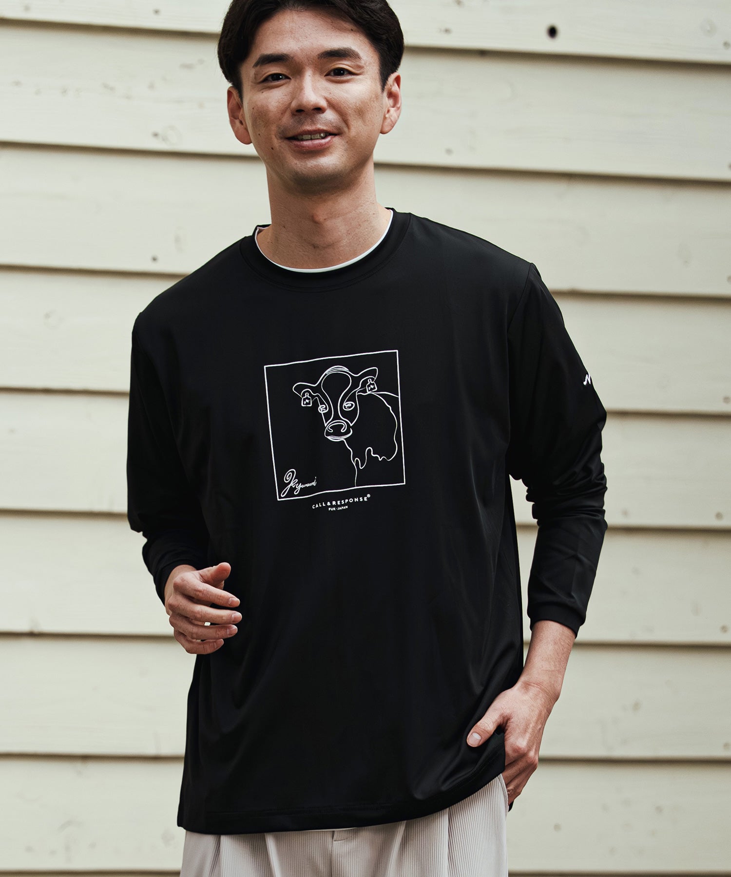 プリント長袖Tシャツ(アート/ウシ)