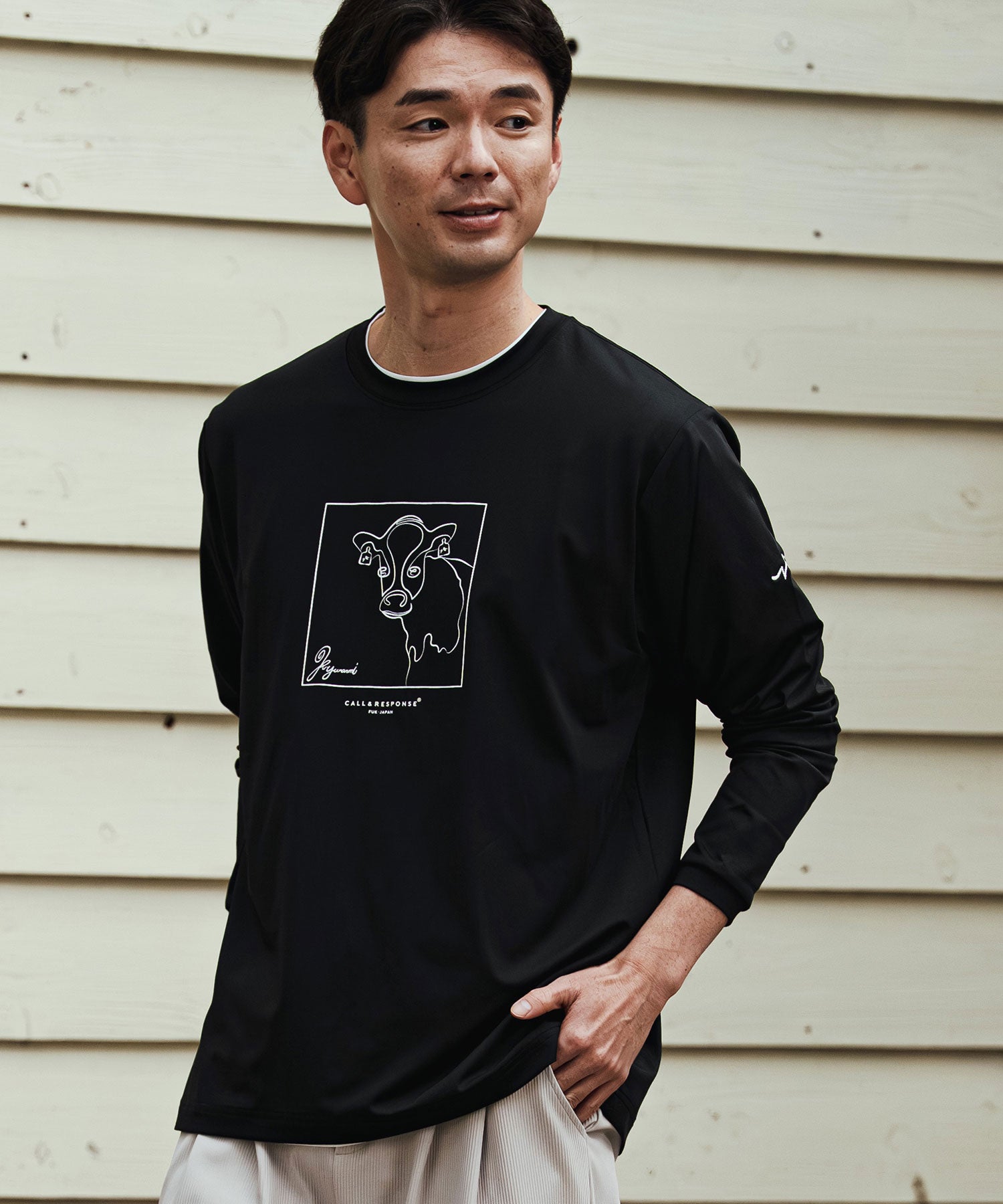 プリント長袖Tシャツ(アート/ウシ)
