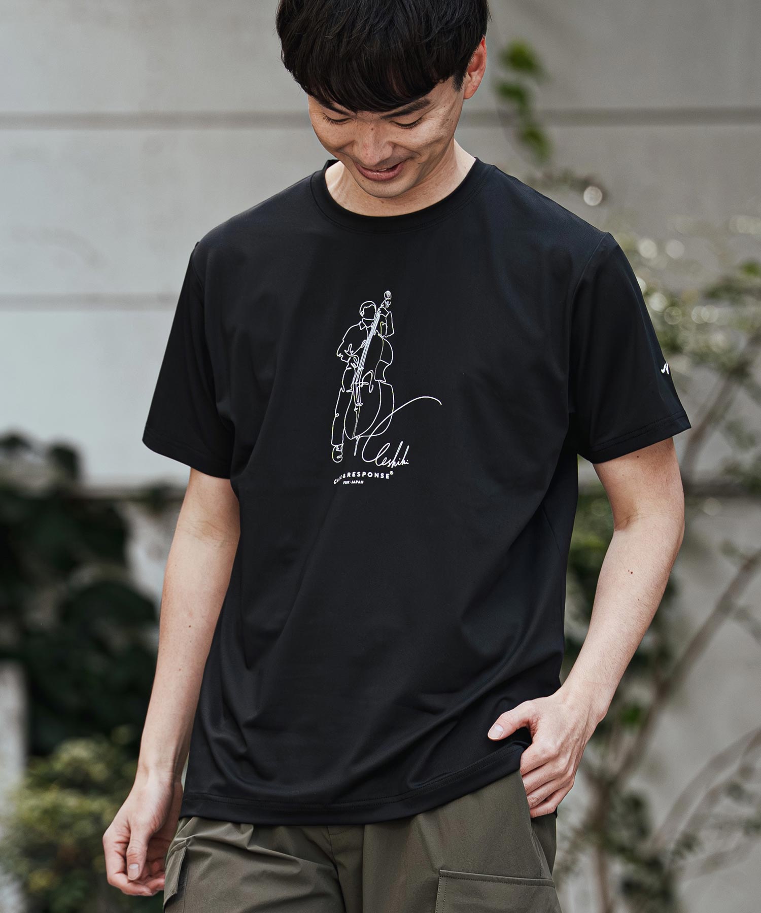 プリント半袖Tシャツ(アート/JAZZウッドベース)