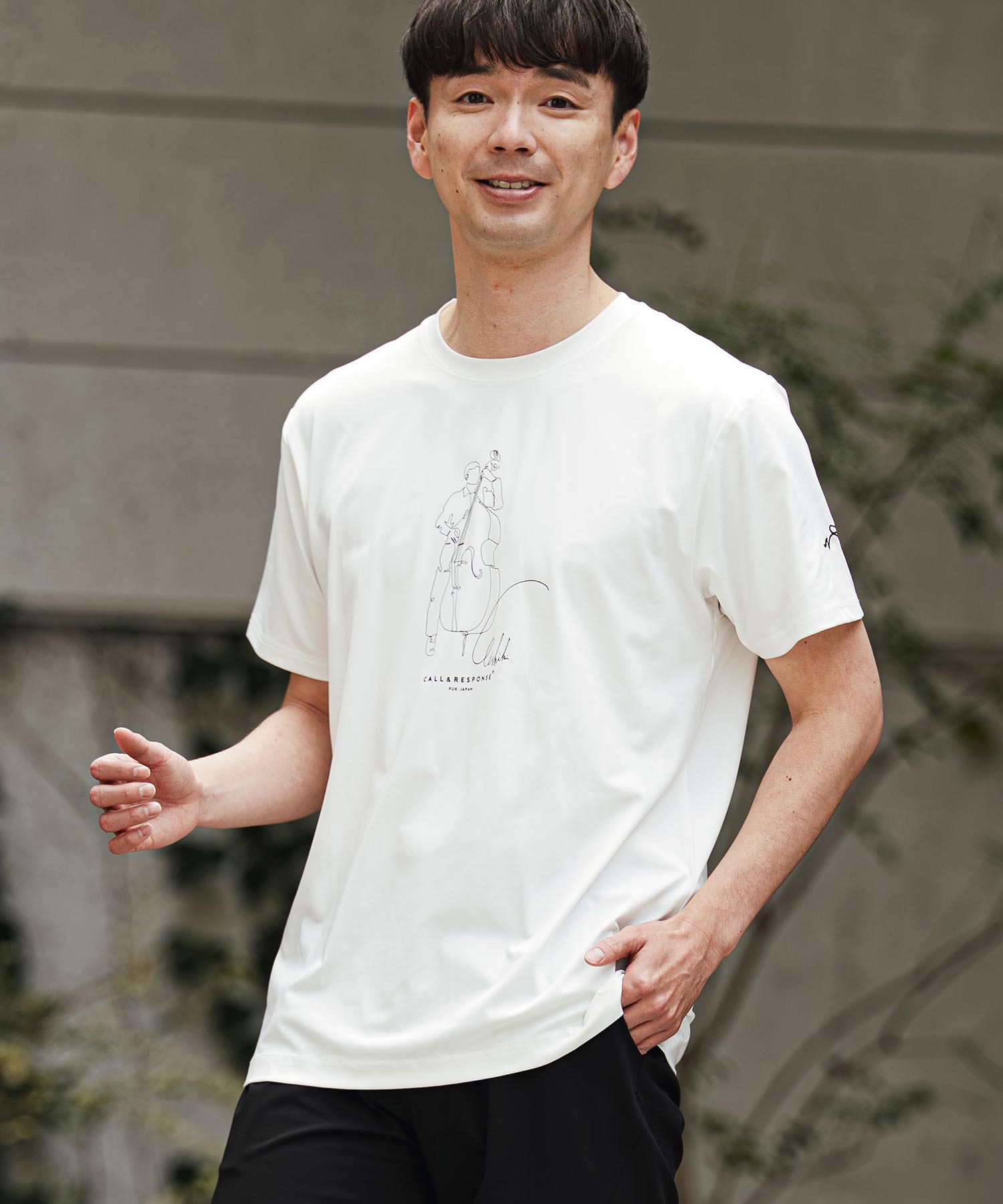 プリント半袖Tシャツ(アート/JAZZウッドベース)