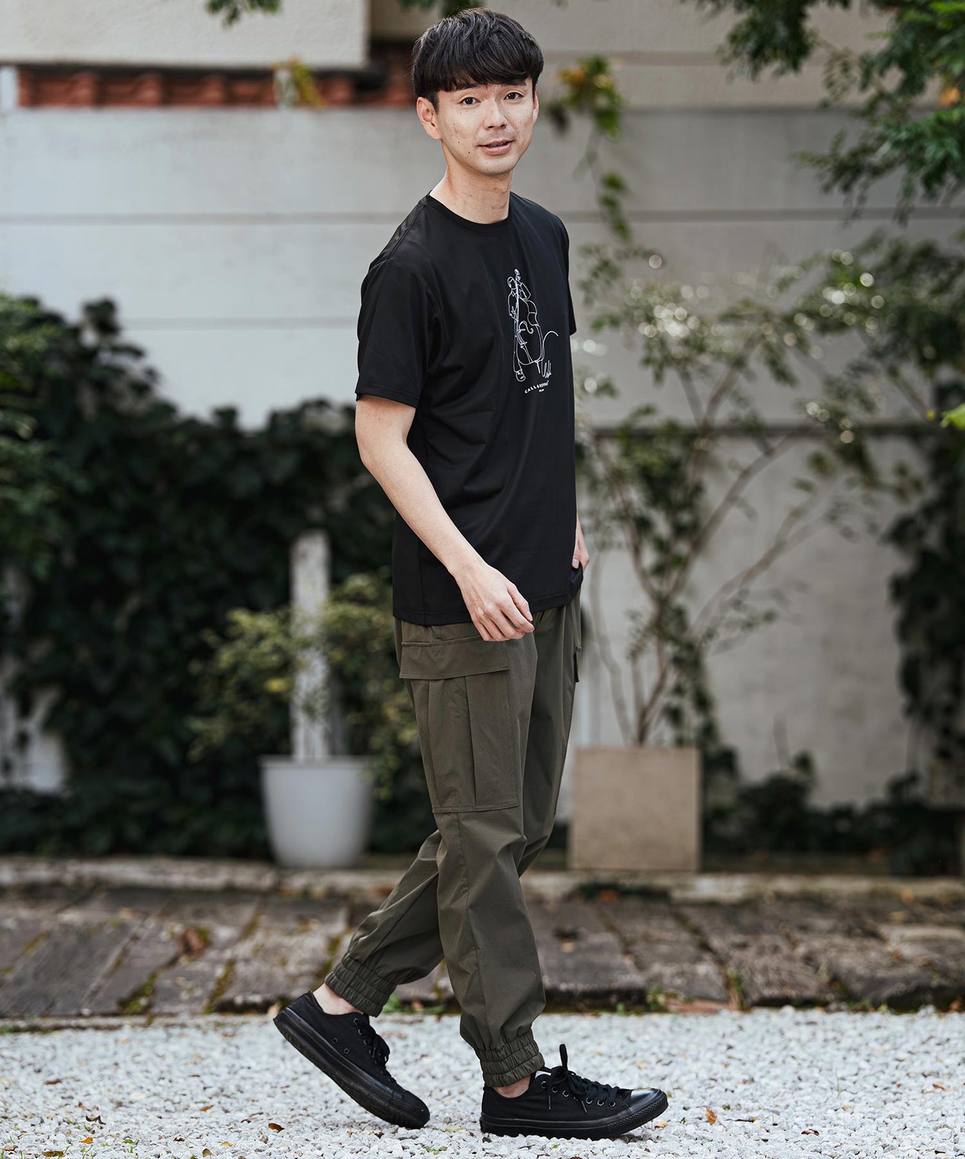 プリント半袖Tシャツ(アート/JAZZウッドベース)