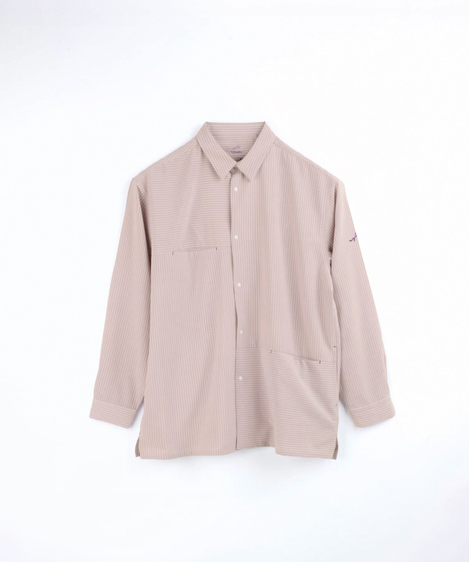 クラック ストライプ シャツ 長袖 レザーライク 韓国 秋 cra311 長袖ストライプシャツ(M ネイビー): トップス｜Right-on公式