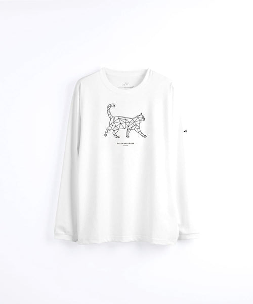 プリント長袖Tシャツ(ジオメトリック/ネコ)