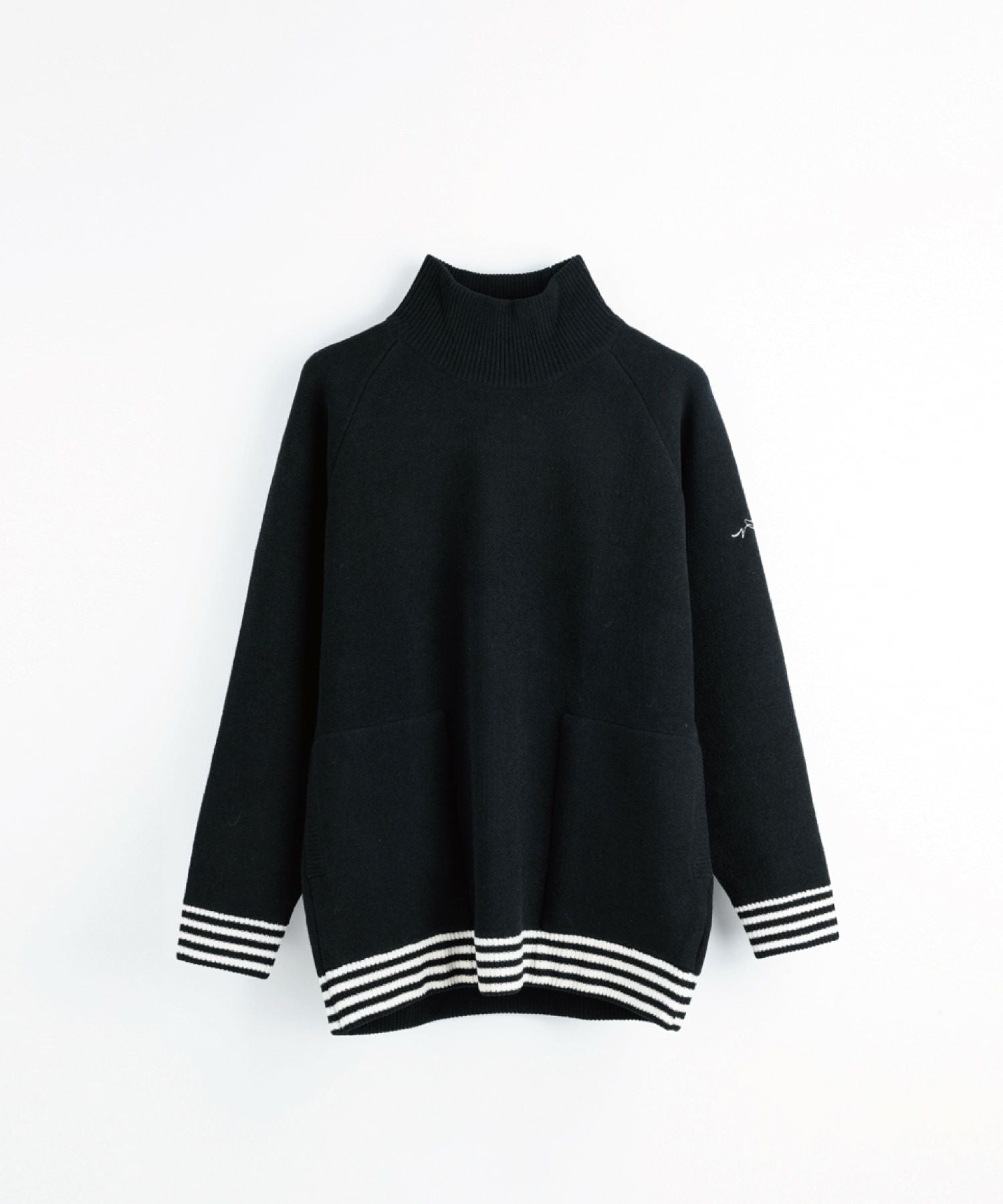 サイセンタク/裾ボーダータートルネックニット
