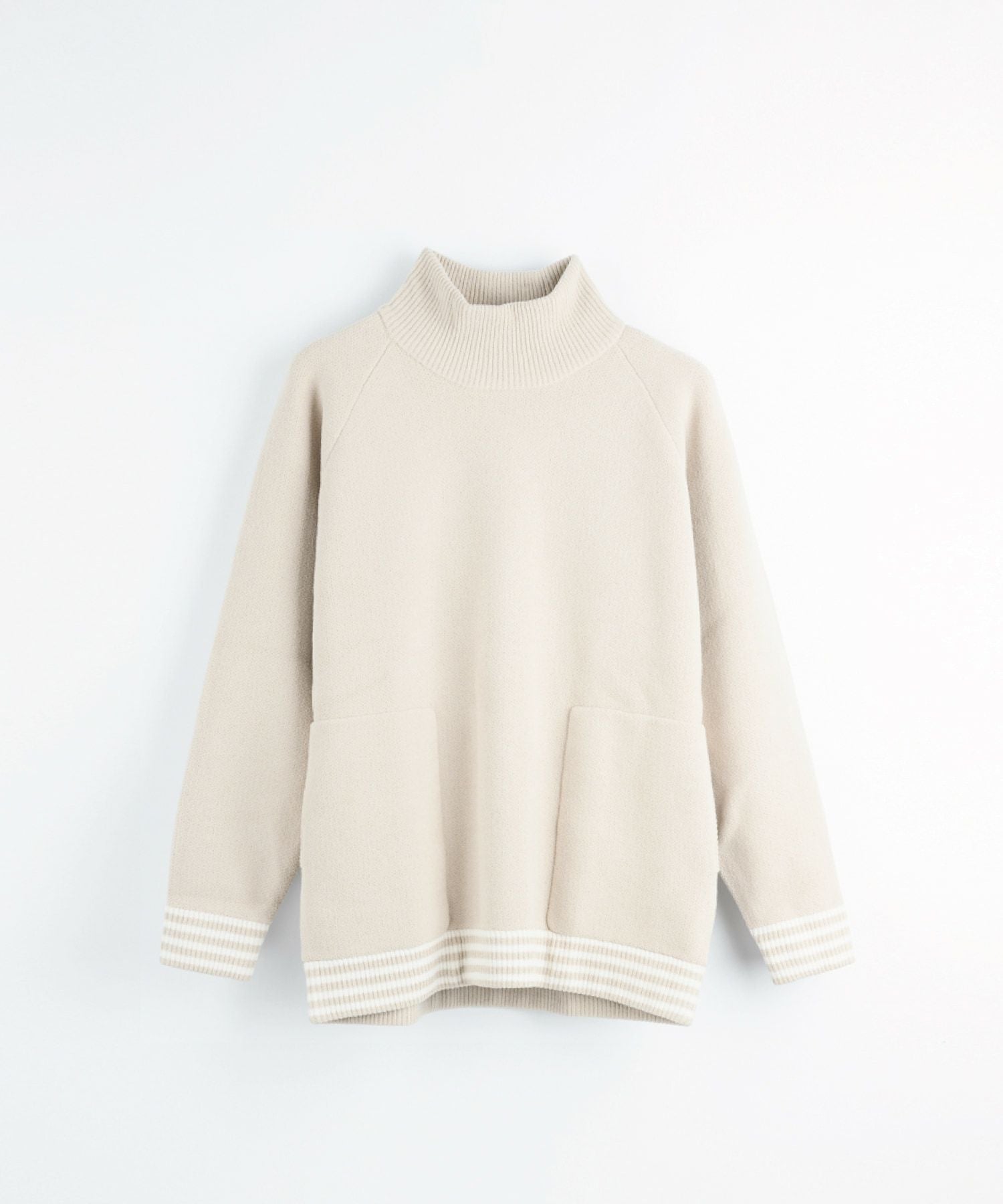 サイセンタク/裾ボーダータートルネックニット