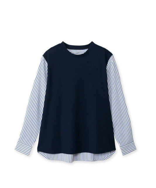 マルーデコットン/バックストライプ長袖プルオーバー