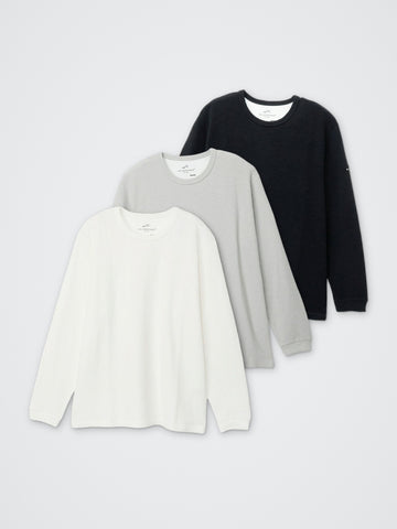メランジ/クルーネック長袖Tシャツ カラー展開(BLACK・GRAY・WHITE)