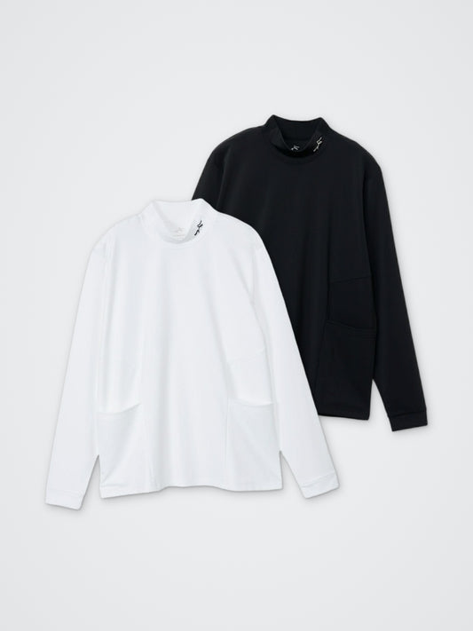 COOL FEELING/モックネック長袖プルオーバー カラー展開(BLACK・WHITE)