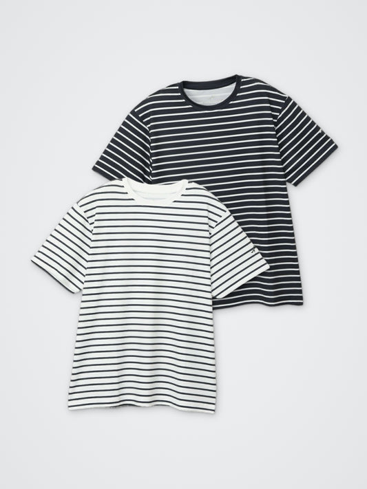 プリント半袖Tシャツ(ボーダー) カラー展開(BLACK・WHITE)
