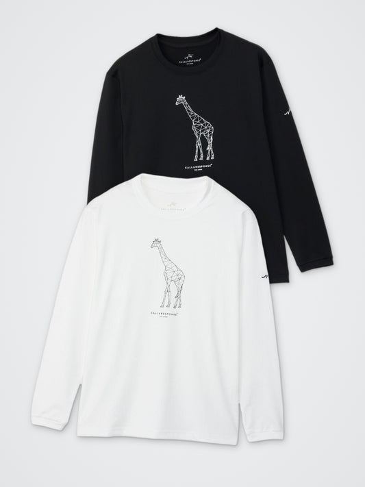 プリント長袖Tシャツ(キリン) カラー展開(BLACK・WHITE)
