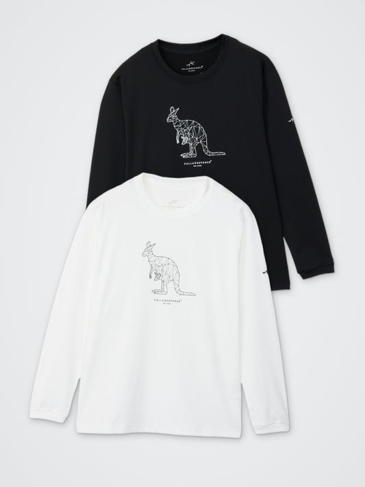 プリント長袖Tシャツ(カンガルー) カラー展開(BLACK・WHITE)