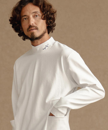 3Dジャガード/モックネック長袖プルオーバー