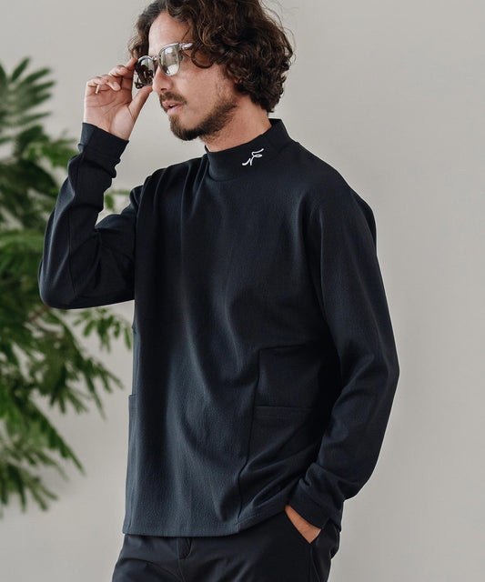 3Dジャガード/モックネック長袖プルオーバー