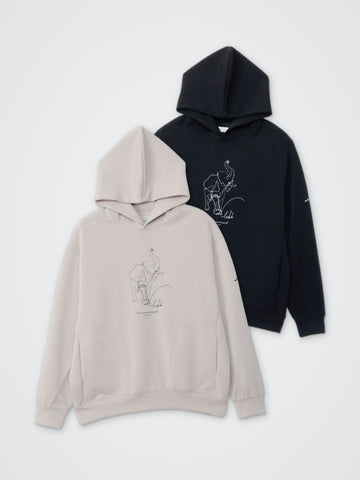 モダール/プリントパーカー(ゾウ) カラー展開(BLACK・GREIGE)
