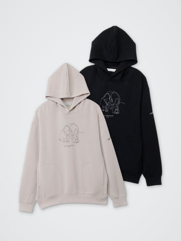 モダール/プリントパーカー(カバ) カラー展開(BLACK・GREIGE)