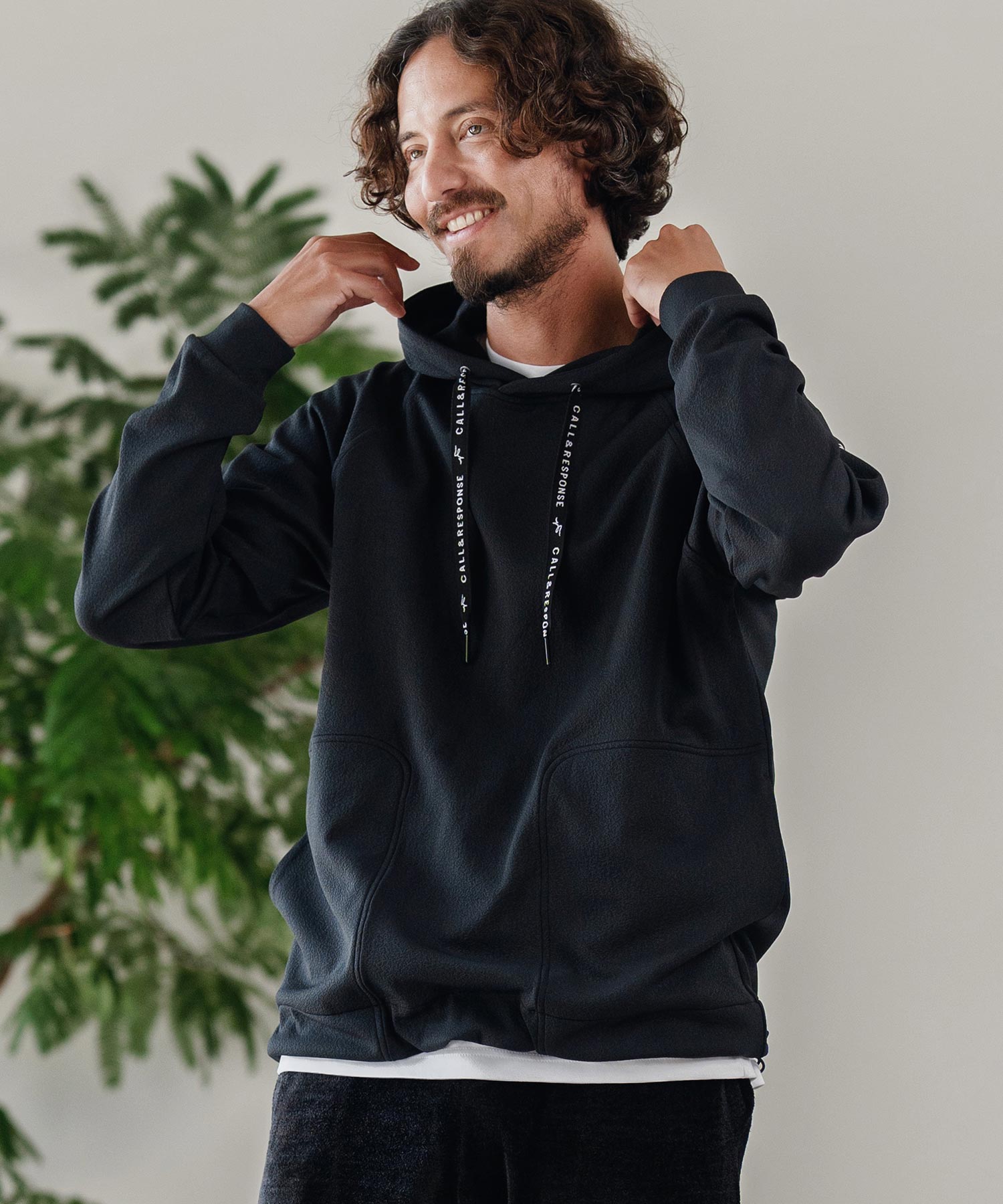 3Dジャガード/長袖プルパーカー