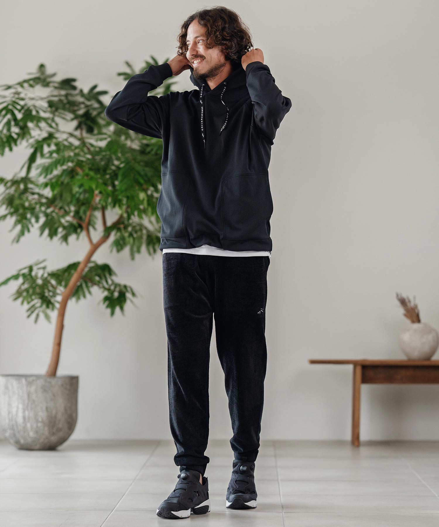 3Dジャガード/長袖プルパーカー