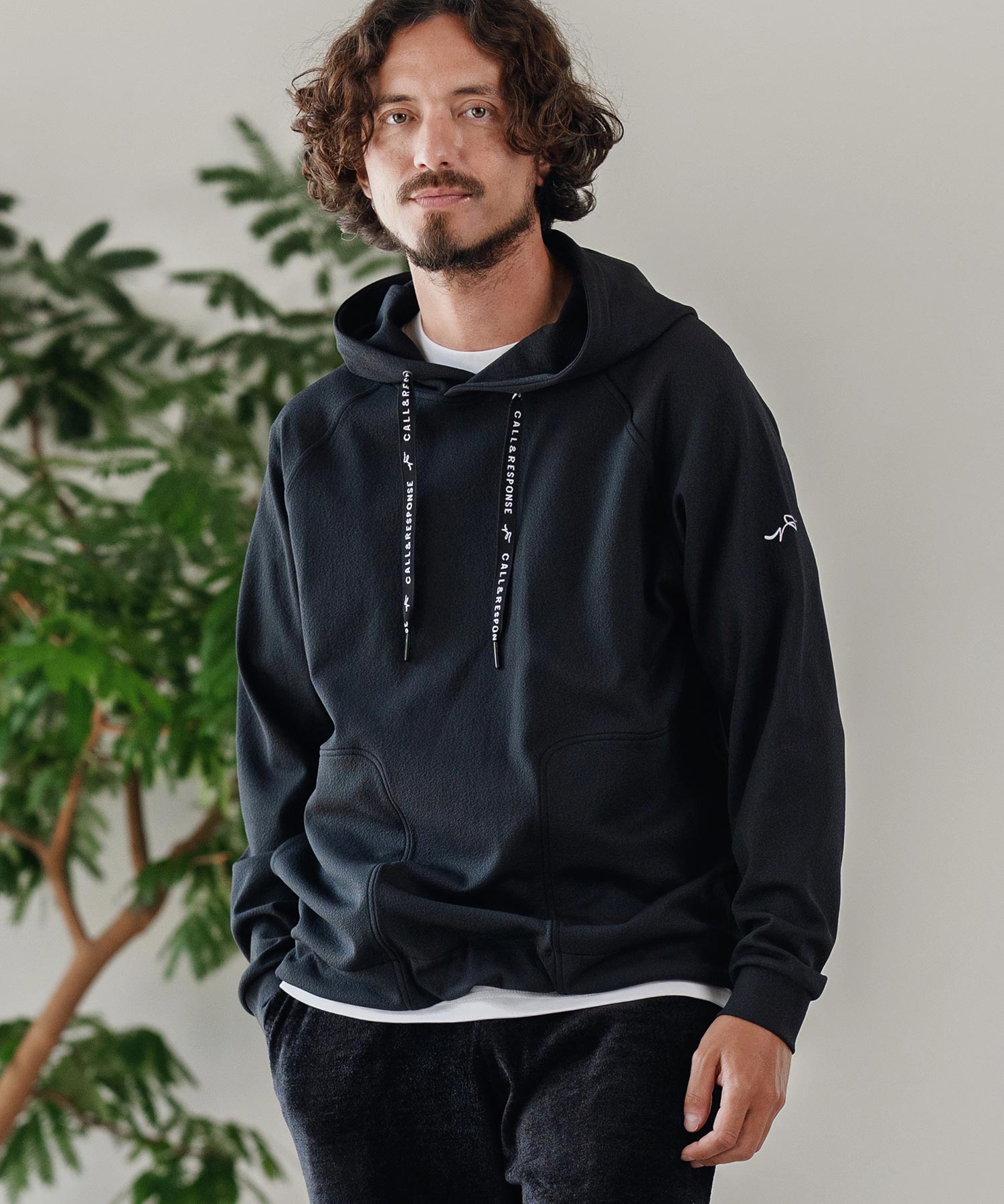 3Dジャガード/長袖プルパーカー