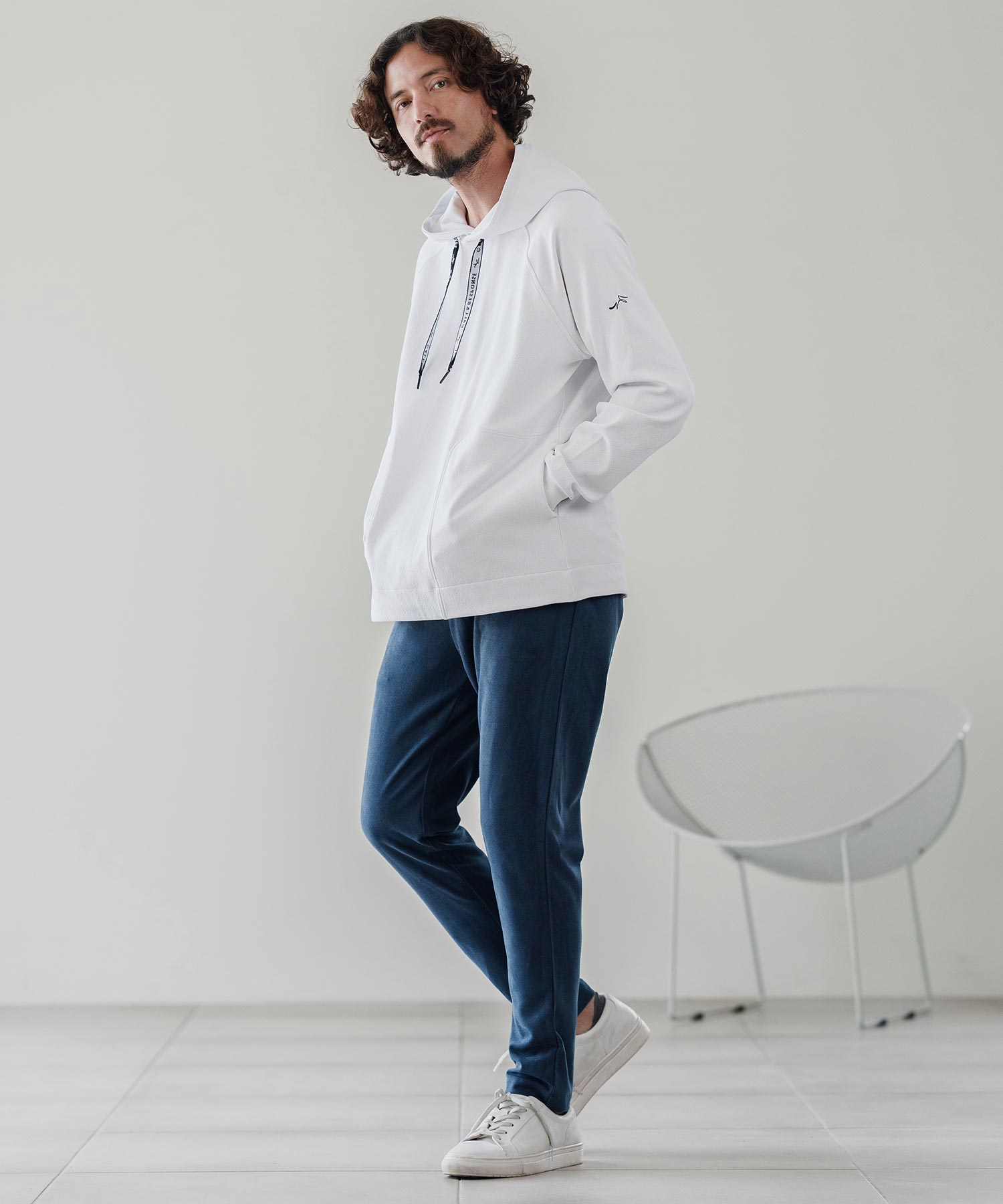 3Dジャガード/長袖プルパーカー