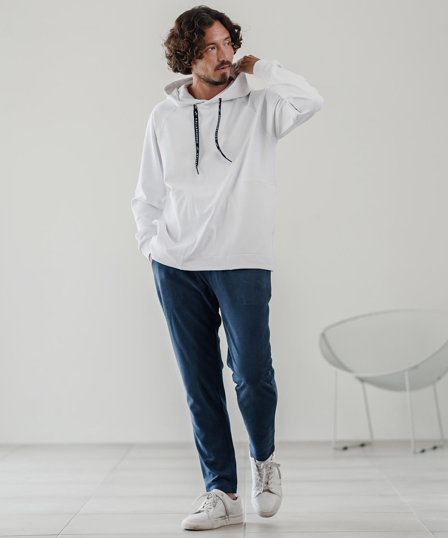 3Dジャガード/長袖プルパーカー