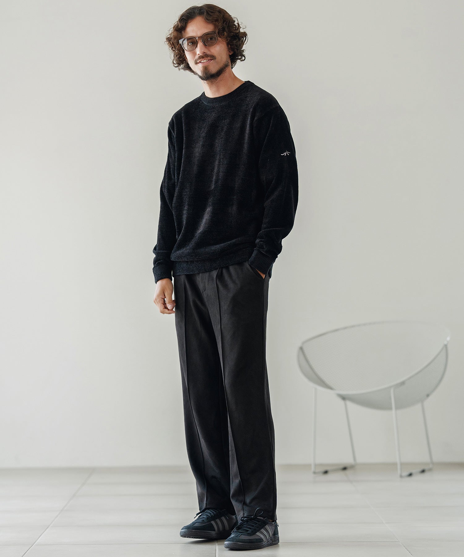 スエードライク/センタープリーツパンツ