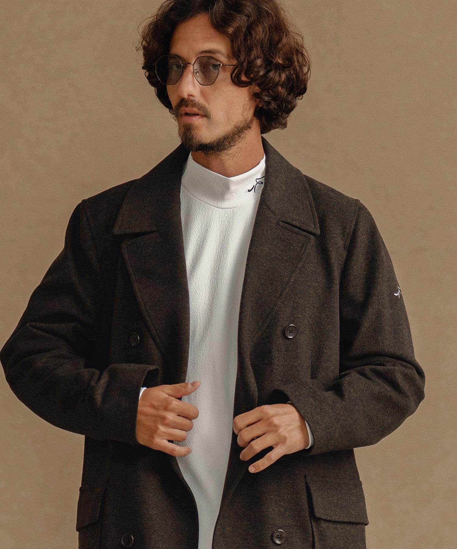 【美品】CALL&RESPONSE スーパーストレッチロングPコート ブラウン2 スーパーストレッチ/ロングPコート