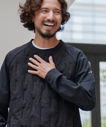 切り替え中綿ニットプルオーバー(裏起毛)