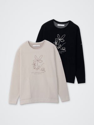 サイセンタク/JQニット(ラクガキフラワー) カラー展開(BLACK・GREIGE)